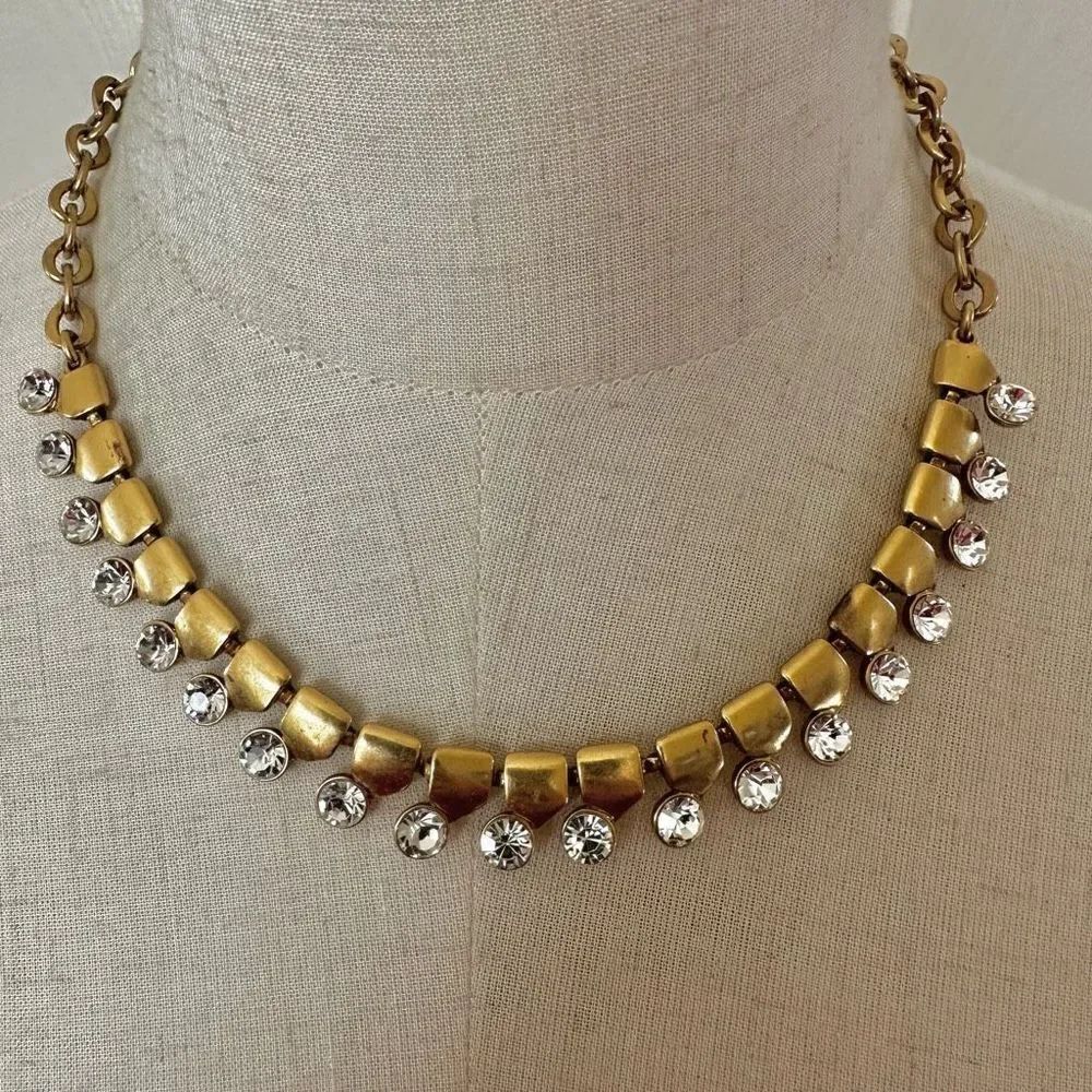 J.Crew gold tone rhinestone collate necklace
